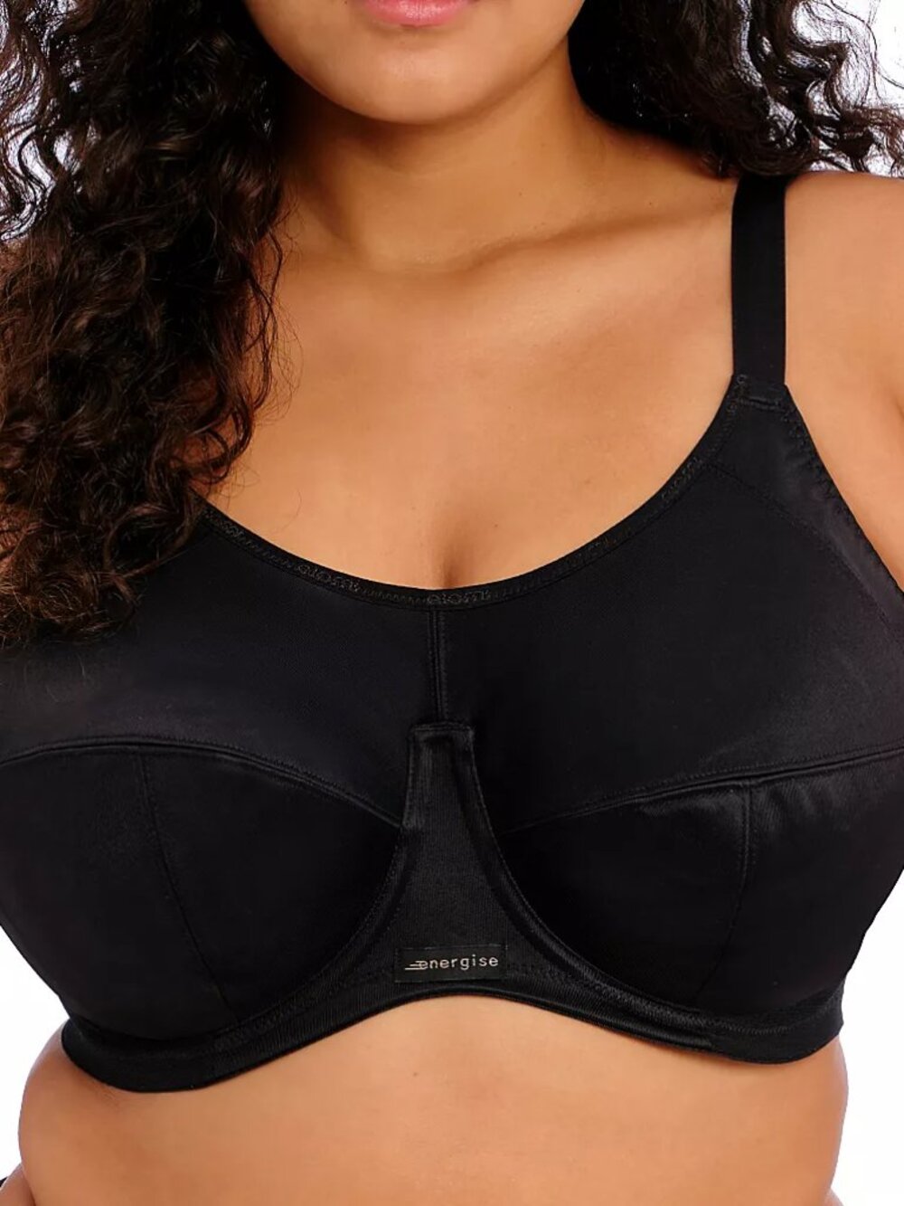 Elomi Energise Underwire Sports Bra J Hook Black NWT Size 36H EL8041